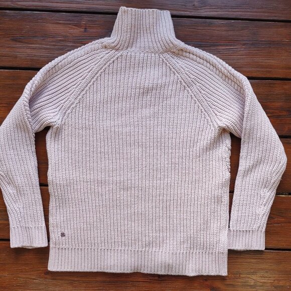 Lululemon Bring the Cozy Pink Chunky Cable Knit Sweater High Neck Boho Size 6 - Picture 6 of 10